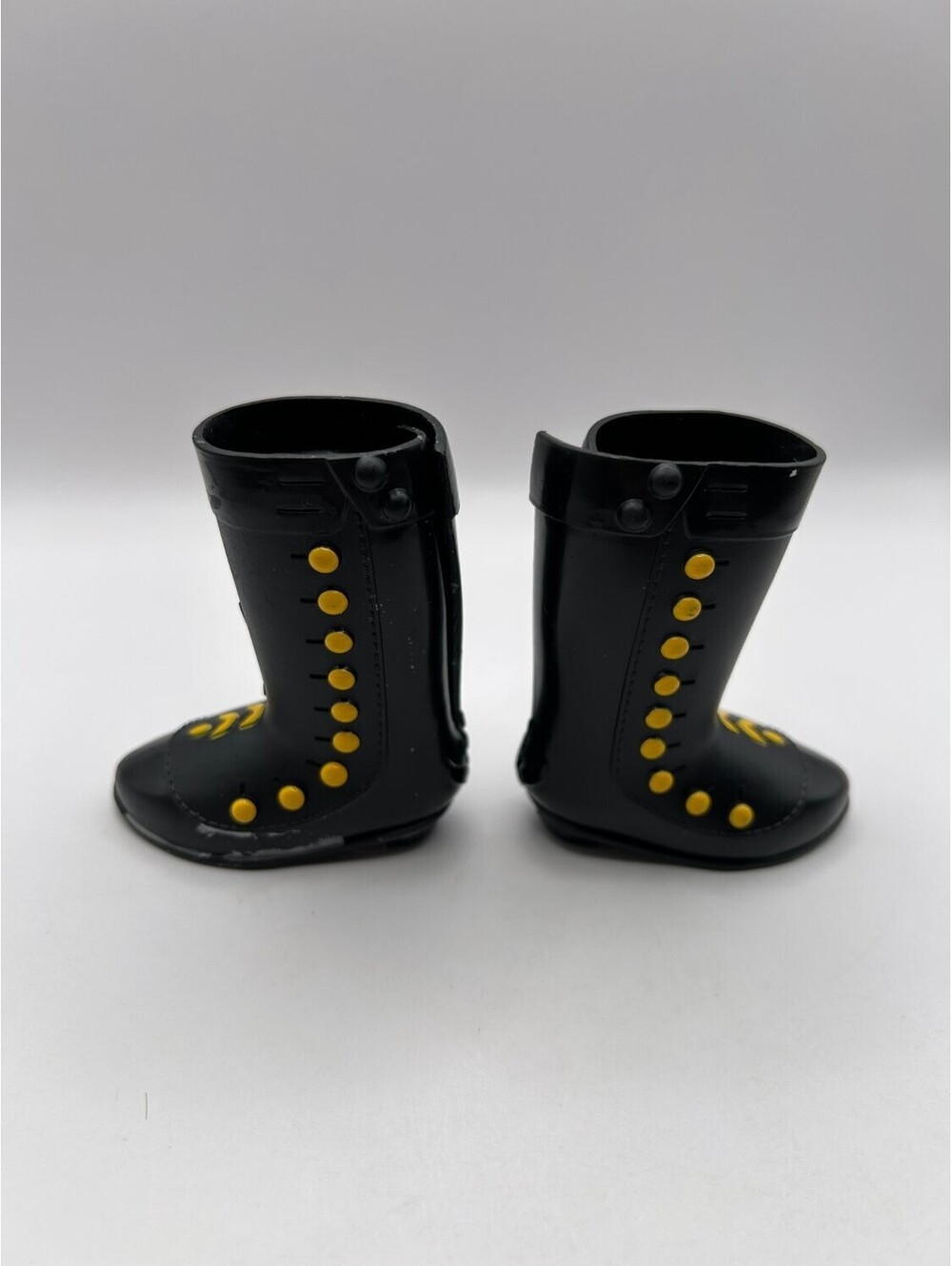 Disney Frozen Anna Black Doll Boots Pair Yellow Floral Scroll Detail Pre-Owned